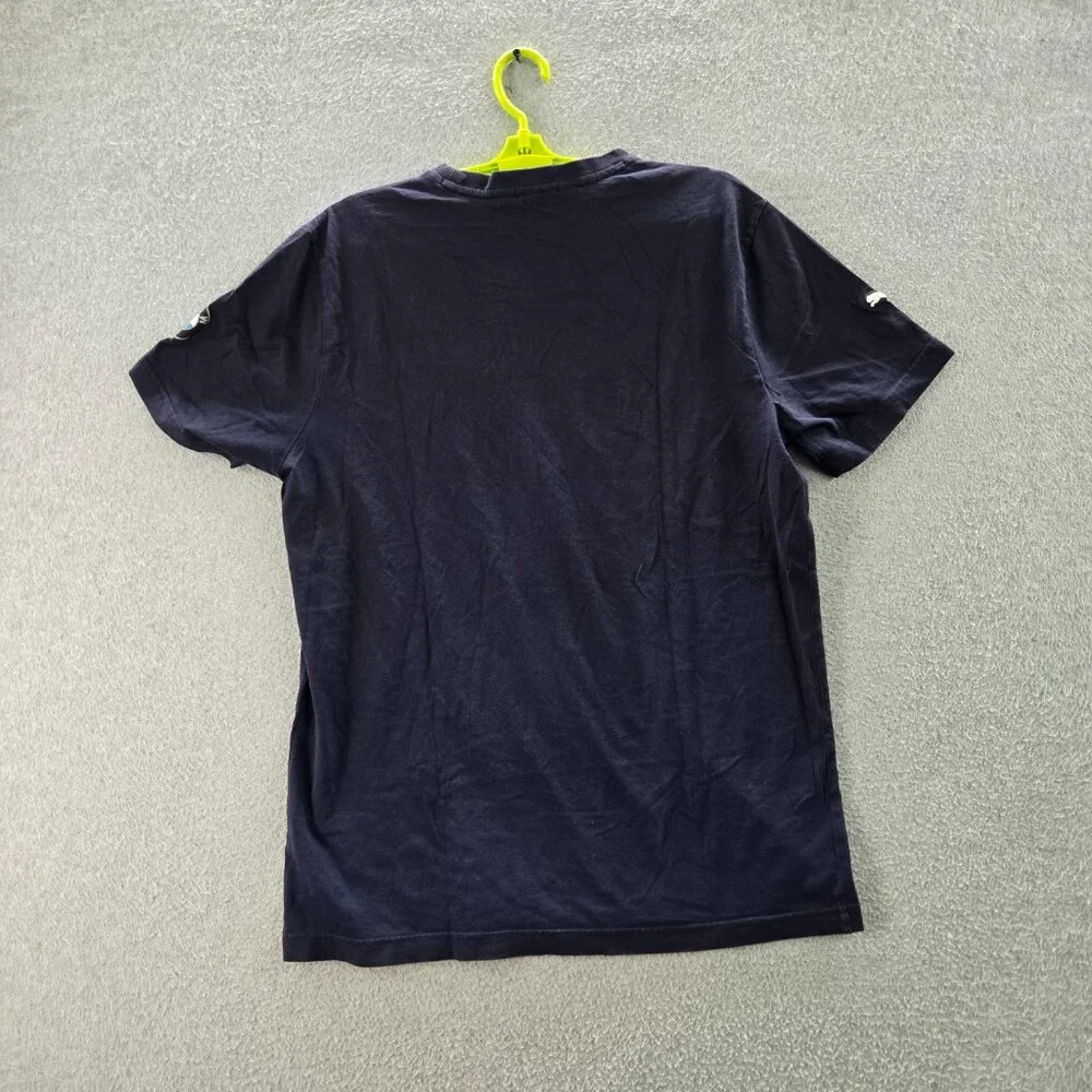 Puma Men‎ Shirt L Navy Colorblock BMW Motorsport Gorpcore Logo Short Sleeve